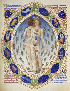 Anatomicko-astrologické zobrazení člověka z knihy Très Riches Heures du Duc de Berry.